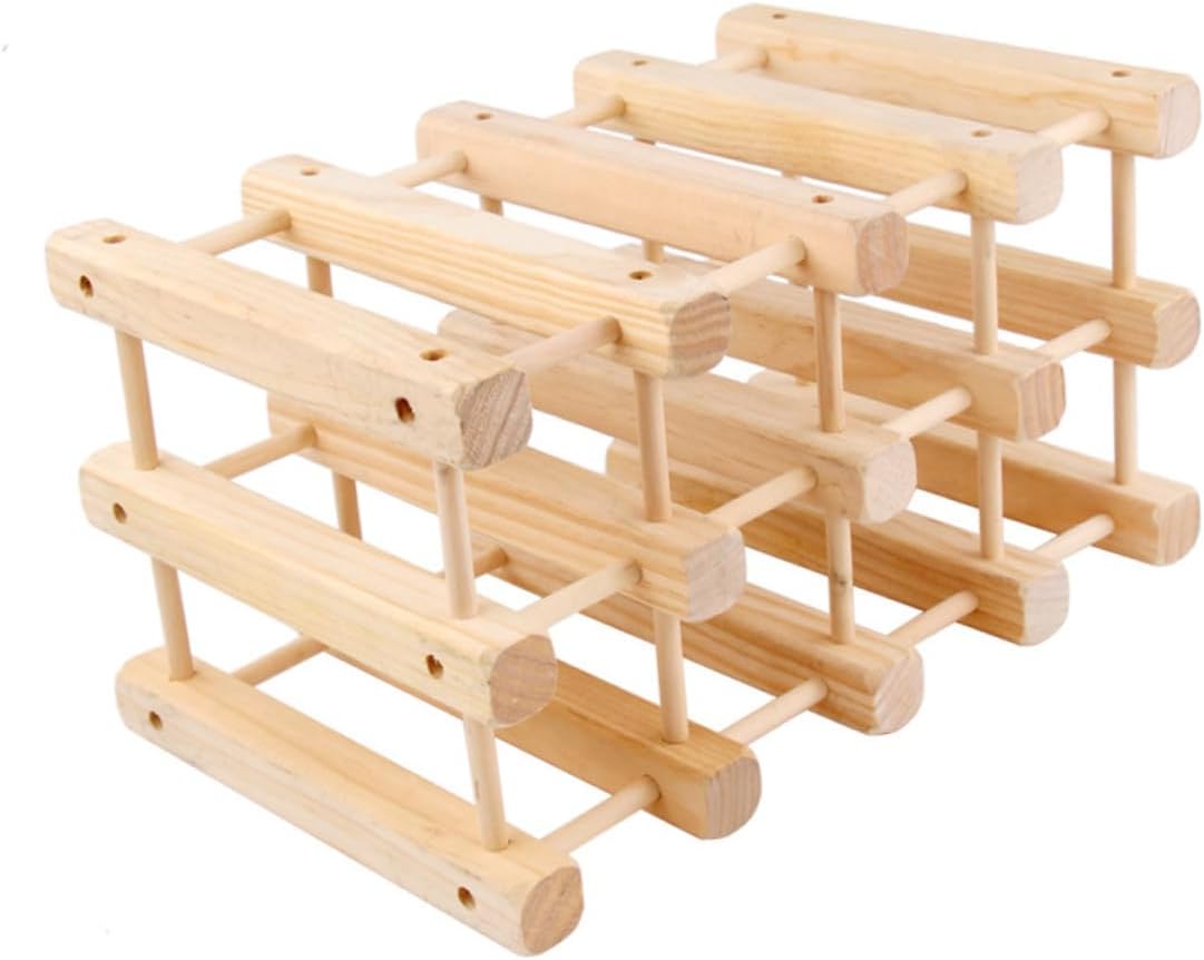 KICHOUSE Solid Wood Wine Rack for Bottles European Stand Horizontal Storage Organizer Space-Saving Wine Holder for Home Natural