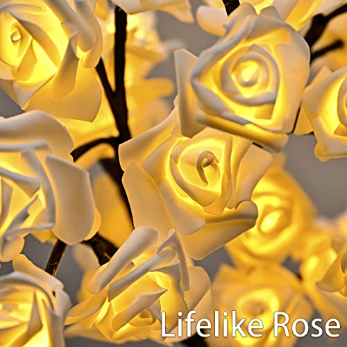 Hawisphy Rose Flower Tree Lamp, 32 Led Rose Table Lamp Gift For Girls Woman Teens Decor Battery Powered For Bedroom Living Room Party Wedding Valentine's Day Mother's Day Decorations (White Rose) #TOP5