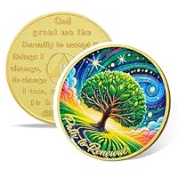 Ewiger Neubeginn 2 Jahr Nüchternheitsmünze, Sternenhimmel Baum Sober Chip und AA-Medaille, Geschenk für Alkoholiker Anonymous und Suchtgenesungsmedaille für Männer und Frauen