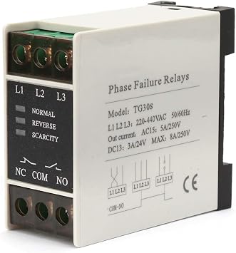 TG30S 220-440V AC 3 Phase Sequence Protector, Mini 3 Phase Sequence Relay Protector Voltage 3 Phase Protective Relay Under Over Voltage Protector