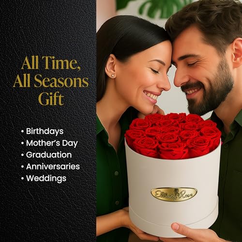 The Eternity Rose 16-Piece Preserved Roses in a Luxury Gift Box – Real Roses in White Round Box – A Valentine’s Gift as Everlasting as Your Love - Image 4