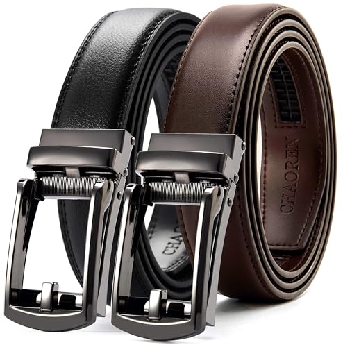 Image of CHAOREN Click Belt for Men 2 Pack - Mens Dress Belt 1 1 /4 inch in Packing Box - Design Belt Meet Almost Any Outfit and Occasion