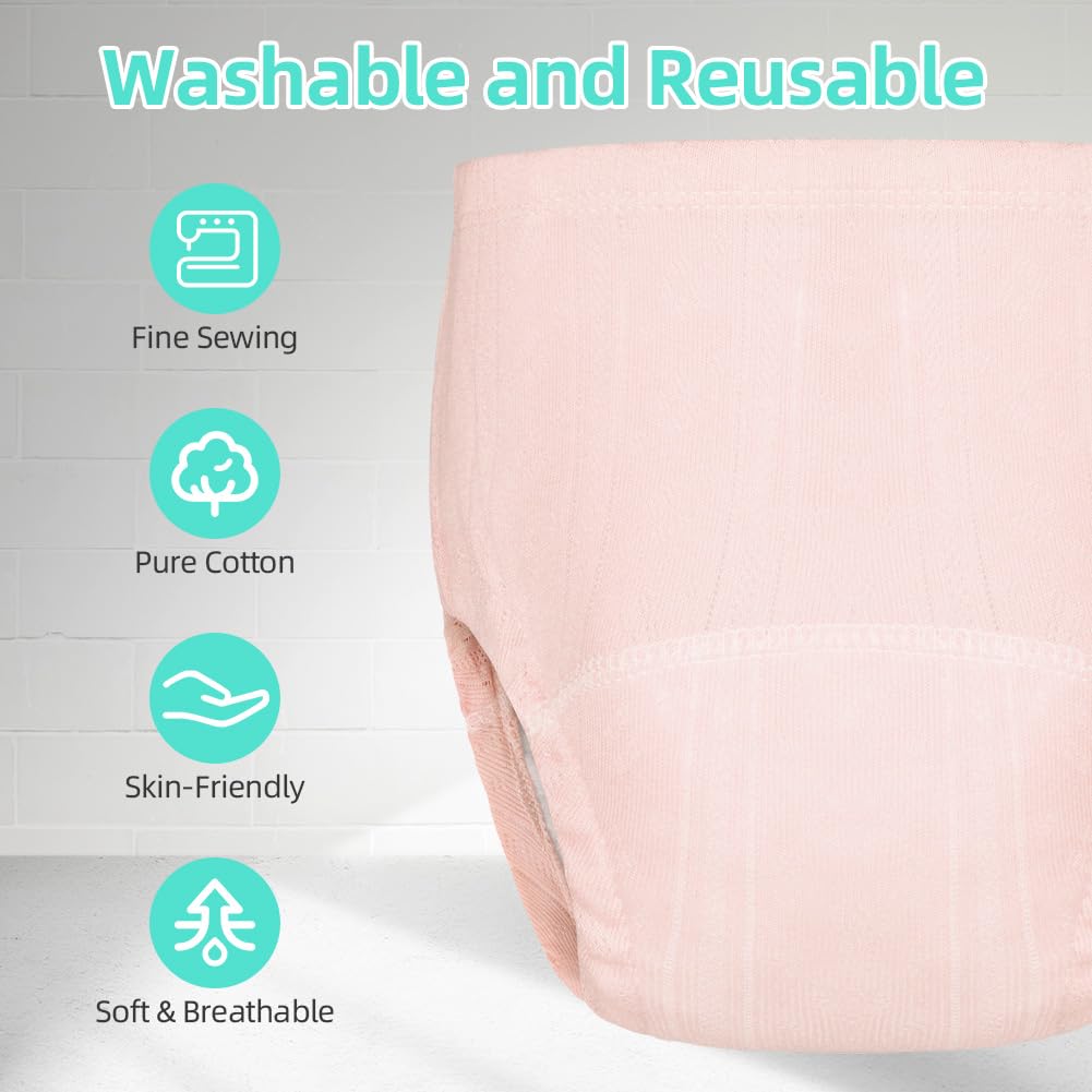 Aolso Mutandine di Apprendimento, 3PCS Pantaloni da Vasino, Apprendimento Rete Traspirante Mutande,Cotone Assorbente Vasino per Bambini Mutande, Rosa Giallo 100 Iarde