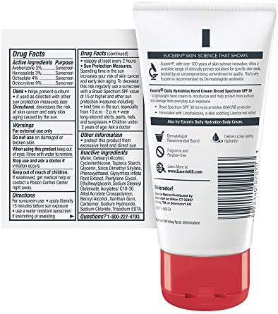 eucerin daily hydration broad spectrum spf 30 hand cream