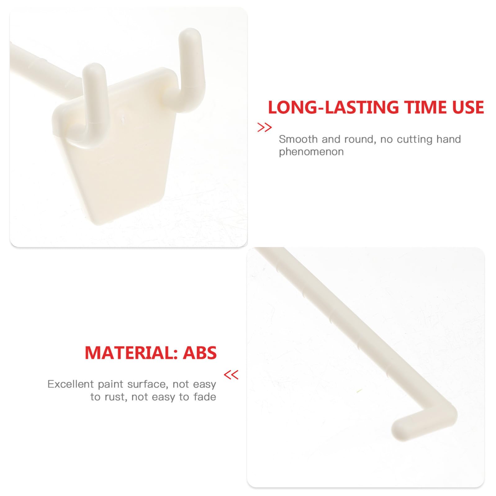 Ganci per Pannello Forato 100 Pezzi Buona Capacità di Carico in ABS Beige Ganci Professionali per Espositori da Parete per Negozi e Garage