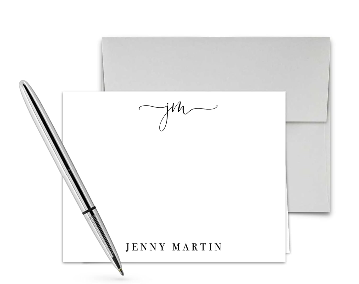 Flat Note Cards/Envelopes, Thank You Notes, Monogram Note