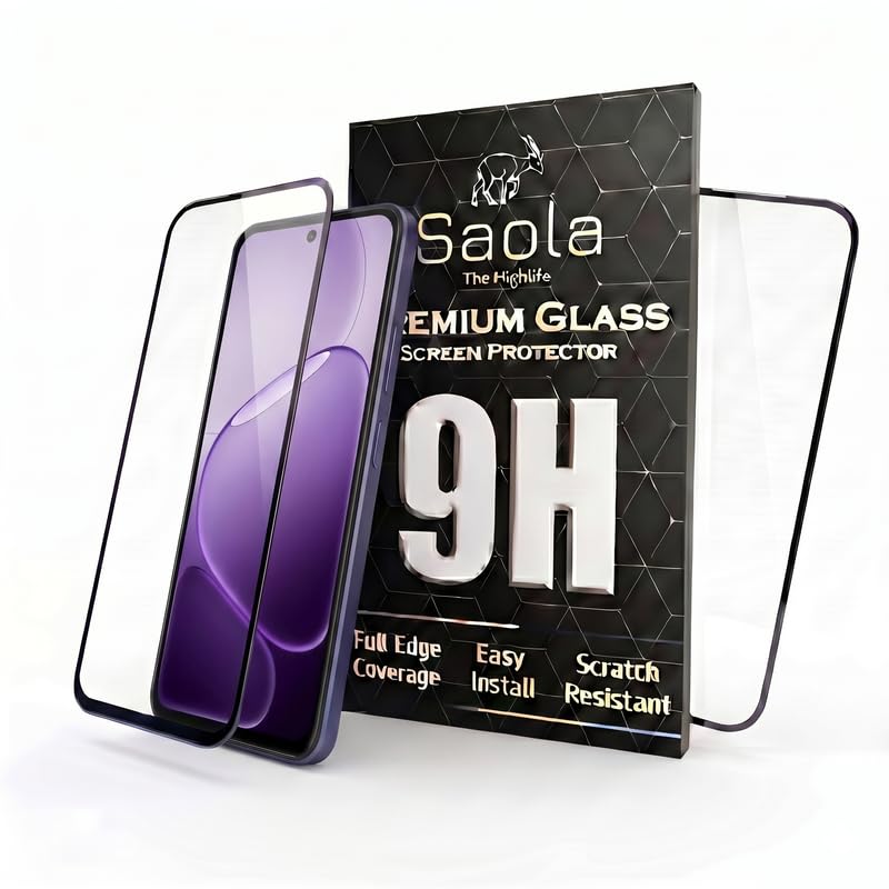 Image of Saola HD+ Oleophobic Tempered Glass For Oppo K14 5G (PACK OF 1) with Hassle-less Installation Kit. Full screen Coverage. 6.75 inch