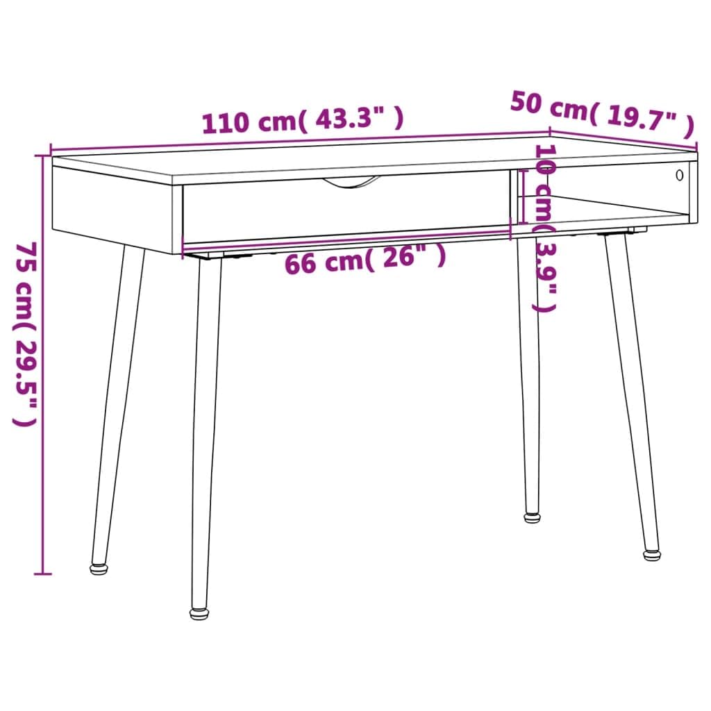Scrivania Porta Computer con Cassetto Marrone 110x50x75 cm | Tavolo da lavoro salvaspazio per studio o ufficio, con piedini regolabili e solida struttura in metallo.