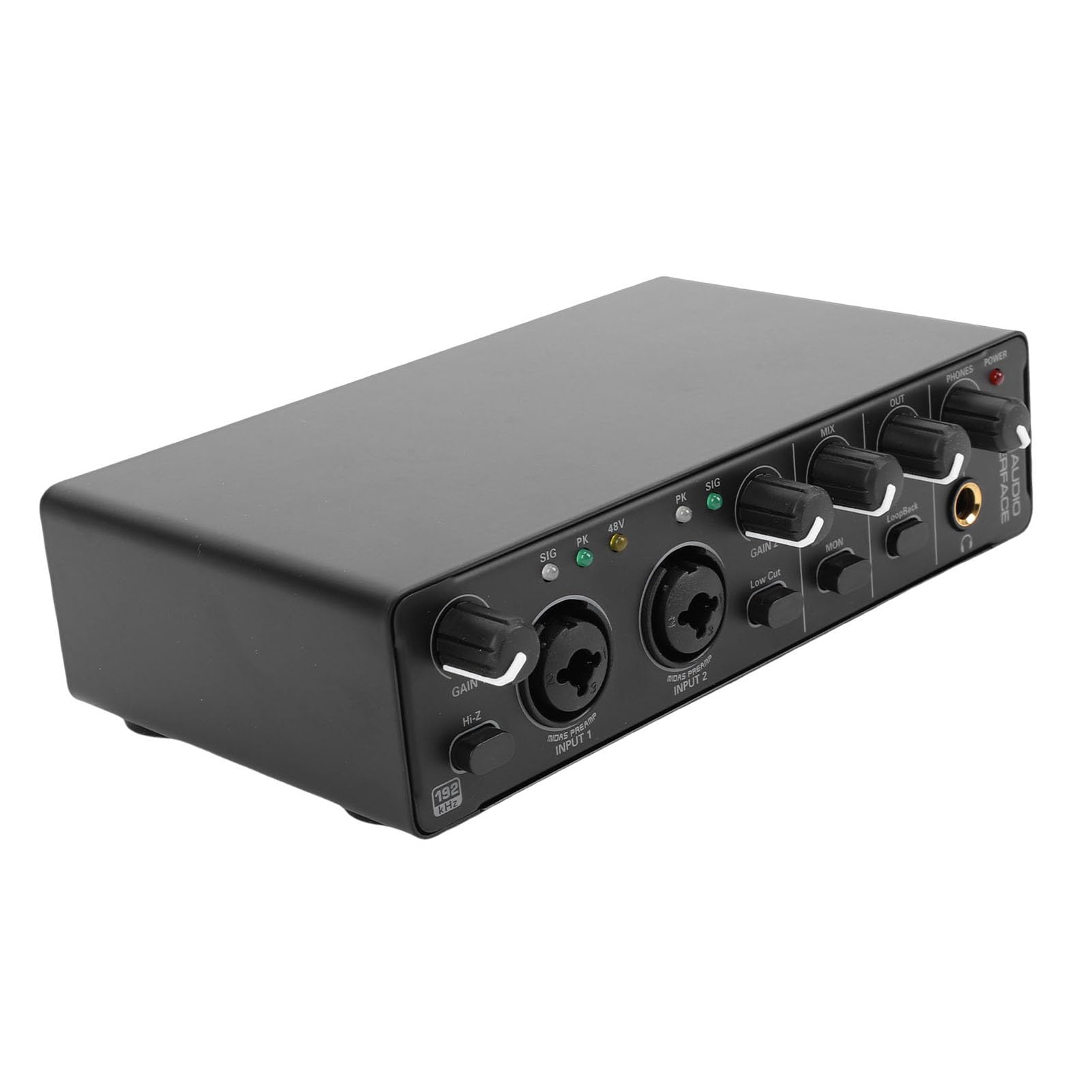 Jectse Interfejs Dźwiękowy Typu C, 24-bitowy Interfejs USB 192 KHz z Wejściem XLR, Zasilanie 48 V, do Nagrywania Strumieniowego Przesyłania Podcastów na Komputerze (BLACK)