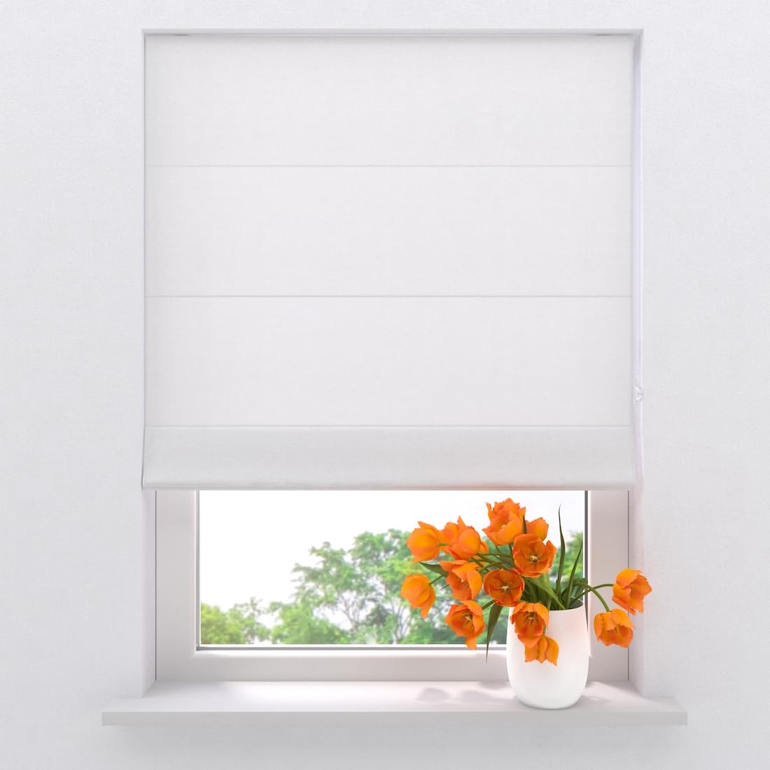Store Bateau - Store Romain - Easy Canvas - Blanc - 60 x 180 - sans perçage - Fixation par Serrage