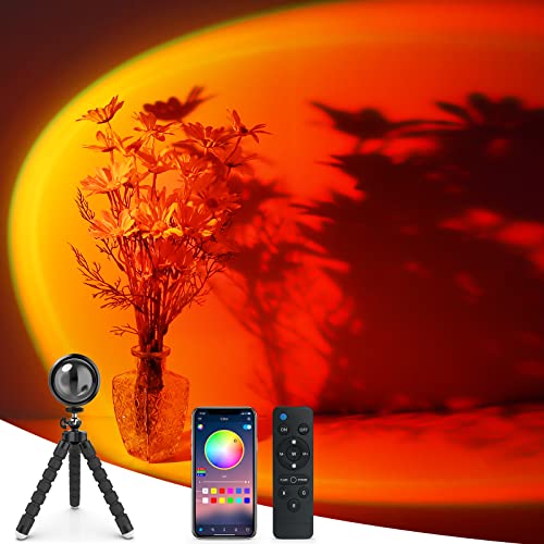 Sunset Lamp Projection with Remote Room Decor LED Sunset Lights Projector APP Floor Lamp Multiple Colors Night Light for Women Gifts Photography/Party/Home/Bedroom Sunset Lamps
