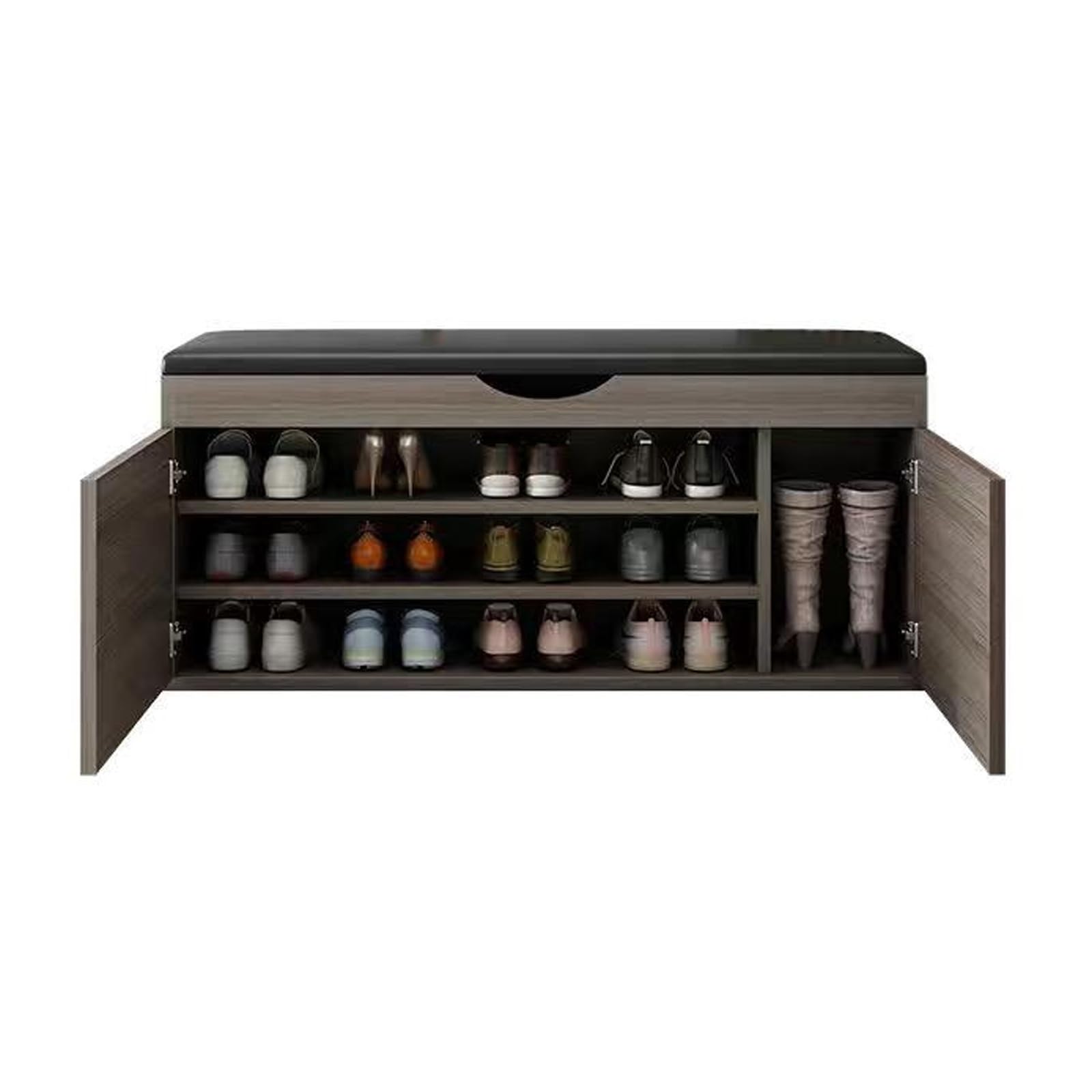 Banc à chaussures gris 80 cm avec rangement d'entrée réglable et coussin