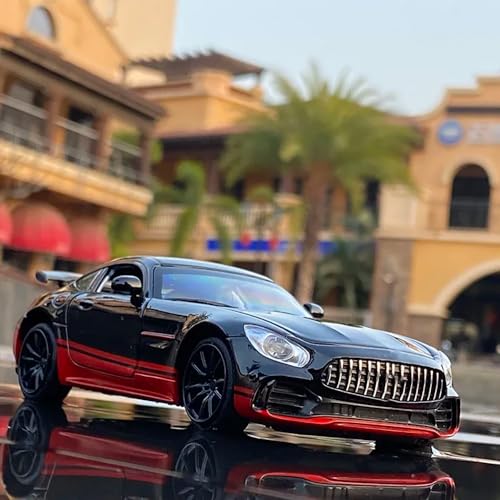 Image of 1:32 AMG GTR Toy Car Diecast Metal Cars Model Light Sound Pull Back with Openable Doors, Multicolor
