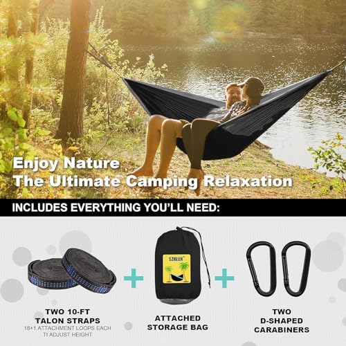Image of ZIBUYU Swing for Adults Perfect Swing for Outdoors Camping, Garden - Hanging Bed for Adults Resting, Sleeping Swing for Adults - Portable Hammock for Travel, Trekking, 200kg Load (Black)