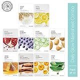 The Face Shop Real Nature Daily Glow Sheet Mask for Glowing Skin & Hydration | Facial Mask with Serum | Korean Sheet Mask For Unisex (Pack of 10) (Assorted) The Face Shop Real Nature Daily Glow Sheet Mask for Glowing Skin & Hydration | Facial Mask with Serum | Korean Sheet Mask For Unisex (Pack of 10) (Assorted)