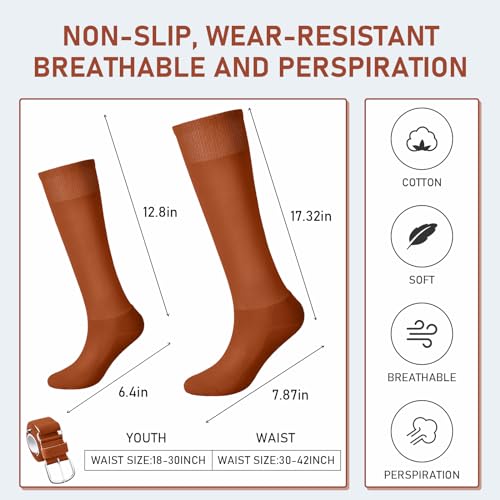 Image of Zhanmai Baseball Belt and Socks Combo, Adjustable Elastic Belt and Softball Socks, Multiple Sizes for Youth Boys Girls, Adult