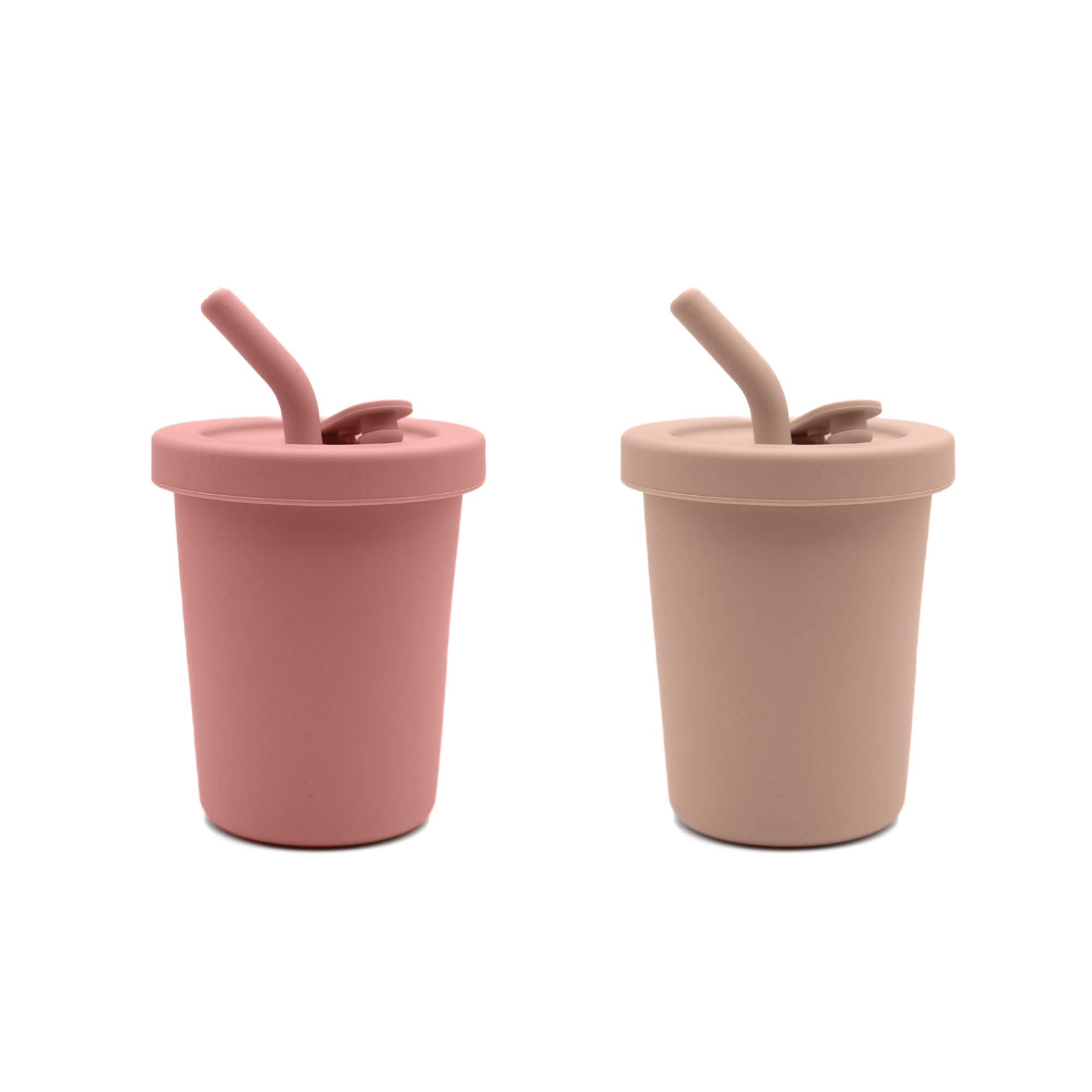 noüka Straw Cup | 2-Pack | 100% Food-Grade Silicone | Spill-Proof | Non-Slip & Soft | Dishwasher Friendly | Deep Moon/Soft Blush | Size 8 Oz