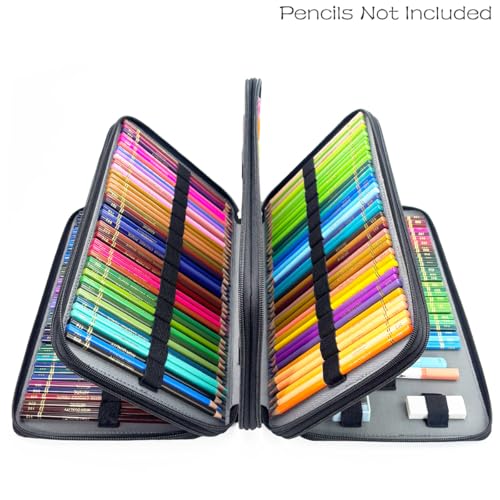 Image of YOUNGCOL Colored Pencil Case Color Pencil Organizer Storage Large Capacity Pencil Case (Black, 300 Capacity)