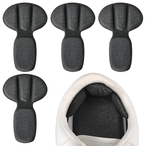 Wanmu 2 Paar 2-In-1 Fersenpolster Schuheinlagen, Selbstklebende Schaumstoff Fersengriff Schuhpolster für Große Lose Schuhe, Weiche Fersenschutz Fersenkissen für Männer Frauen (Schwarz)
