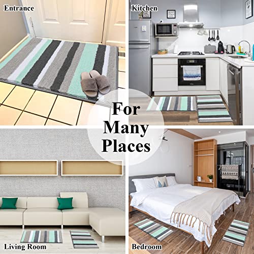 Vaukki 3 Piece Bathroom Rugs Set, Non Slip Shaggy Microfiber Bath Shower Mats Set, Plush Absorbent Washable Bath Rugs Runner For Bathroom, Tub And Shower (18''X26''+20''X32''+20''X24'', Mint Green) #TOP1