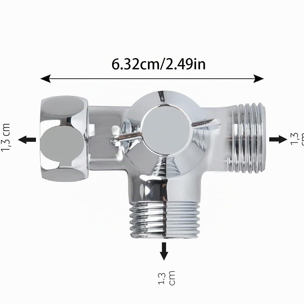 Valve 3 Voies En Laiton Massif, Inverseur à 3 Voies Commutateur Vanne, Vanne DéRivation Douche à 3 Voies,D'Adaptateur En T G1 / 2", Pour Douche, Douchette Et Bras De Douche Inverseur