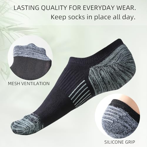 Image of EPEIUS Thick No Show Socks for Women Athletic Ankle Socks Cushioned Running Low Cut Non Slip Footies 3 /6 Pairs