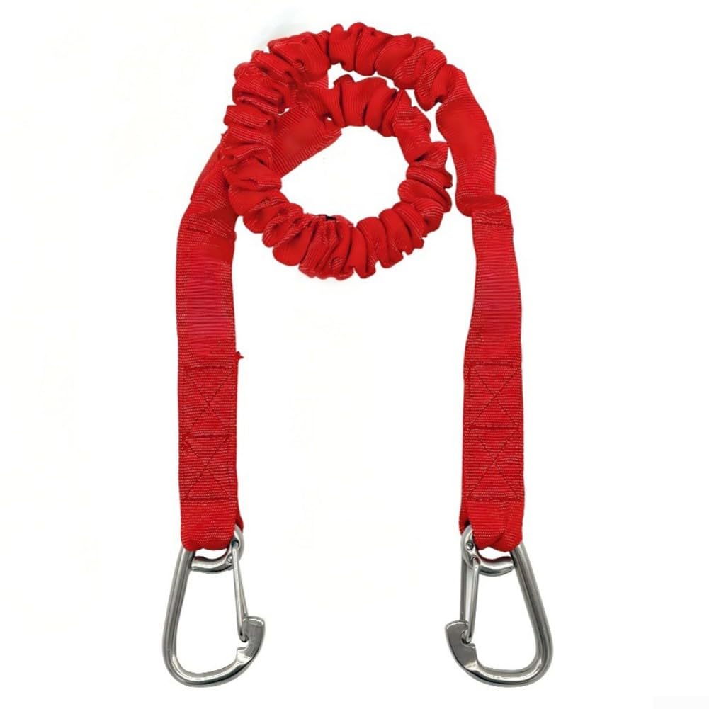 Bungee Line for Boats PWCs Kayaks Canoes, 3 FT Stretch Dock Rope with 304 Stainless Steel Buckles, Shock Absorbing Mooring Line for Anchoring Tethering(red)