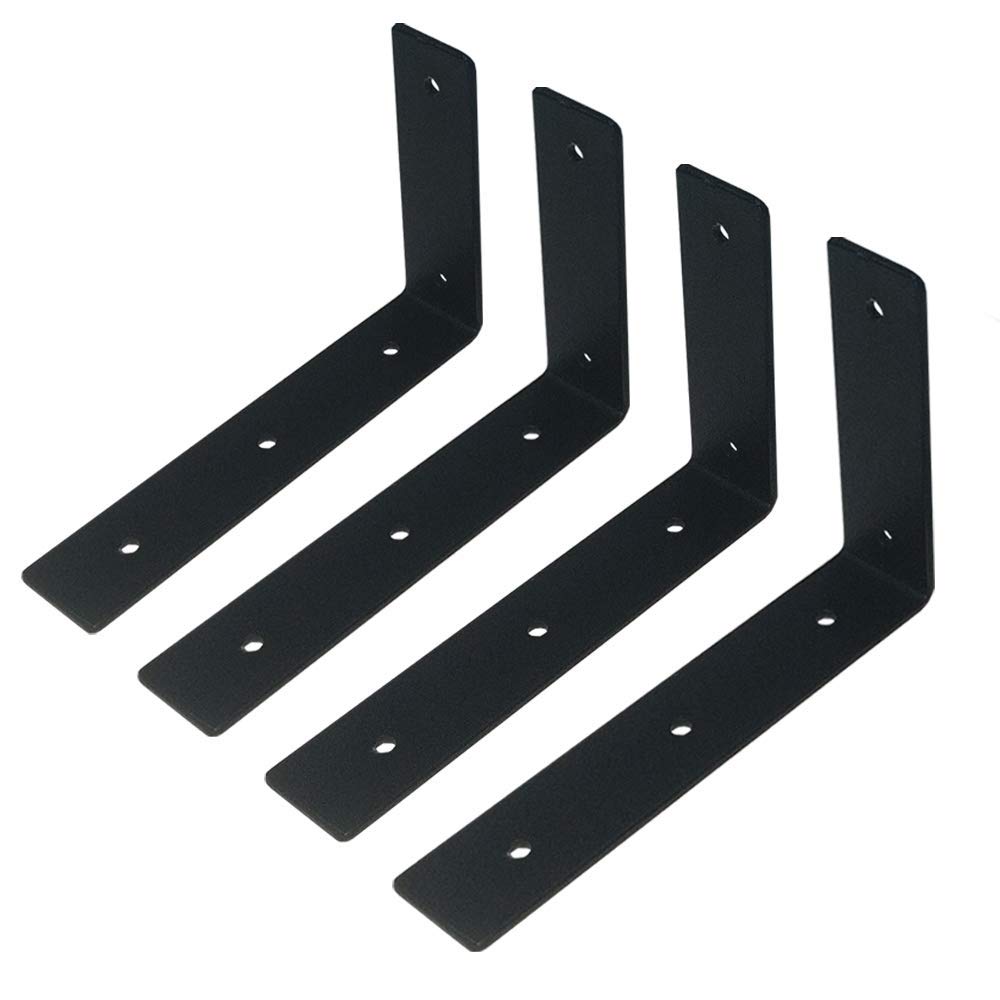 Apollo Heavy Duty L Shaped Wall Shelf Angle Brackets, Wall Mounted Shelf Supports (6"x4" (Set of 4))
