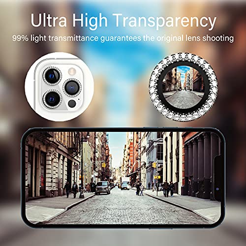 Xfilm Diamond Camera Lens Protector Only For Iphone 12 Pro Max, Hd Clear Tempered Glass Screen Protection + Alloy Full Fit Lens Ring Cover, Case Friendly, Scratch Proof (Silver) #TOP5