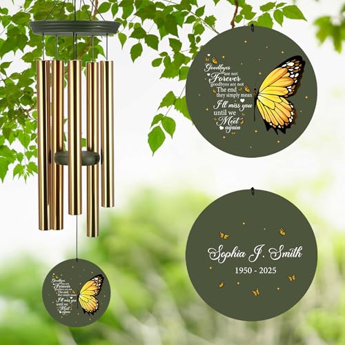 Image of ASTARIN Sympathy Wind Chimes for Loss of Loved Ones Dad Mom, Memorial Wind Chimes Customizable, in Memory of Mother /Father, Remembrance Gifts(Produced in Texas)