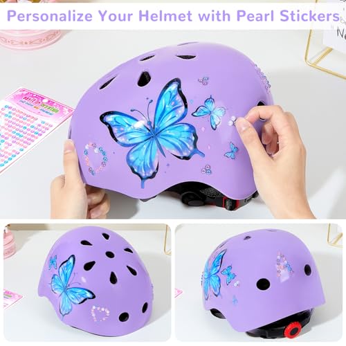 Image of Kids Bike Helmet Adjustable Youth Toddler Helmet with DIY Stickers for Girls Age 3-5-8-14 Years for Bicycle Scooter Skateboard Roller Skating