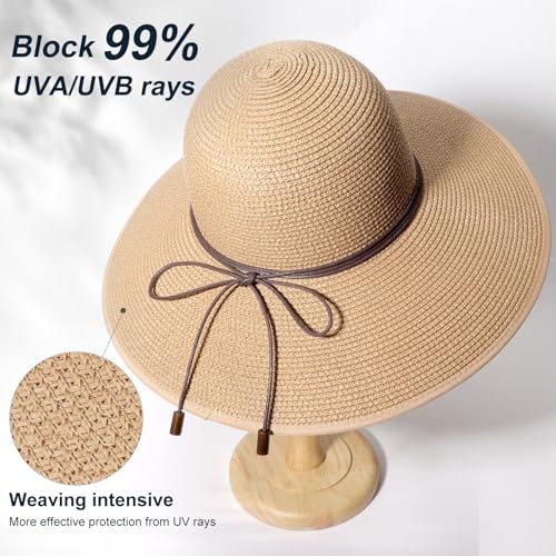 Sombrero de verano de paja grande con ala ancha para mujer miniatura 2