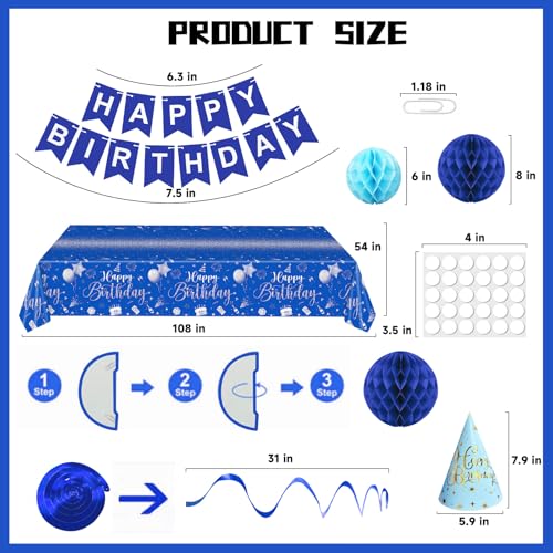 Save 50% on Blue Birthday Decorations Kit with Banner & Honeycombs