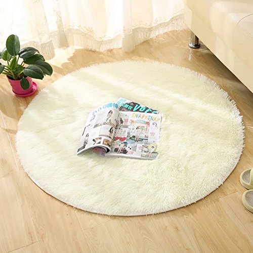 liyingkeji redondo zona alfombra para habitación de los niños alfombras niños Play super suave salón o dormitorio home Shaggy alfombra 120 cm diámetro (47 pulgadas de diámetro) (Beige, Ronda 120 cm) Cover