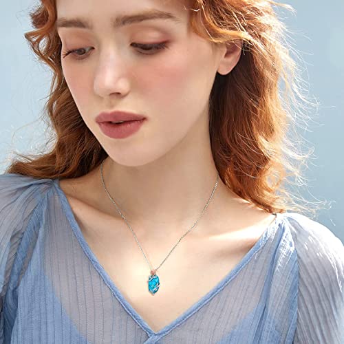 Iiw 925 Sterling Silver Rose Flower Pendant Necklace With Turquoise Birthday Anniversary Jewelry Gifts For Women Girls Her Wife #TOP3