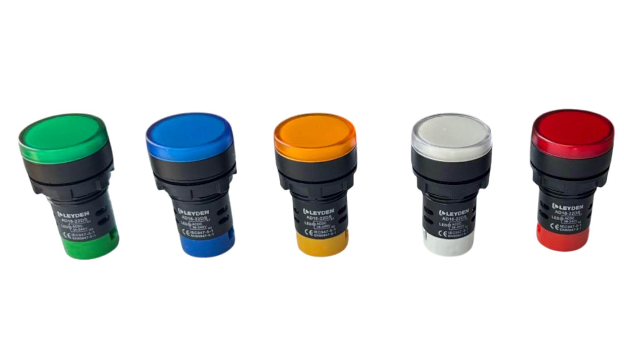 LEYDEN® 36-240V AC/DC Multiple Voltage Bright LED Round Indicator 22mm Panel Mount LED Indicator Pilot Signal Light Lamp (Blue, 1)