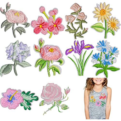 10Pcs Flower Embroidered Iron On Patch Floral Sew On Appliques For Clothing Jackets Jeans Backpacks Hats Clothes Diy Accessories Iron On Patches Set Flower Appliques For Clothing Sewing Decoration #TOP21