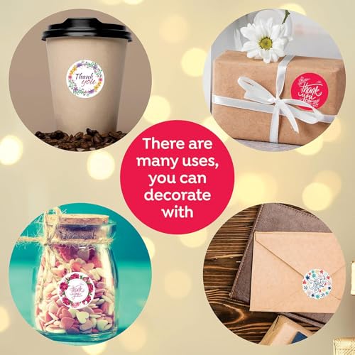 Image of Thank You Vinyl Waterproof Stickers Pack of 48 for Gift Wrapping, Small Business Packaging, Envelopes, Parcel Seals, Handmade Products & Favors | Floral Aesthetic Decorative Thank You Label Pack