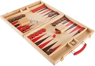 Wood Backgammon Board Game - Complete Set with Folding Board for Storage, Portable Handle, and Full Game Accessories for Adults 14 Years and Up by Hey Play
