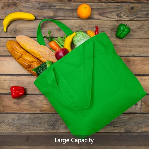 Image of TOPDesign 1-Pack Canvas Tote Bag with an External Pocket, Reusable Grocery Shopping Bag, Top Zipper Closure, Daily Essentials (Lime Green)