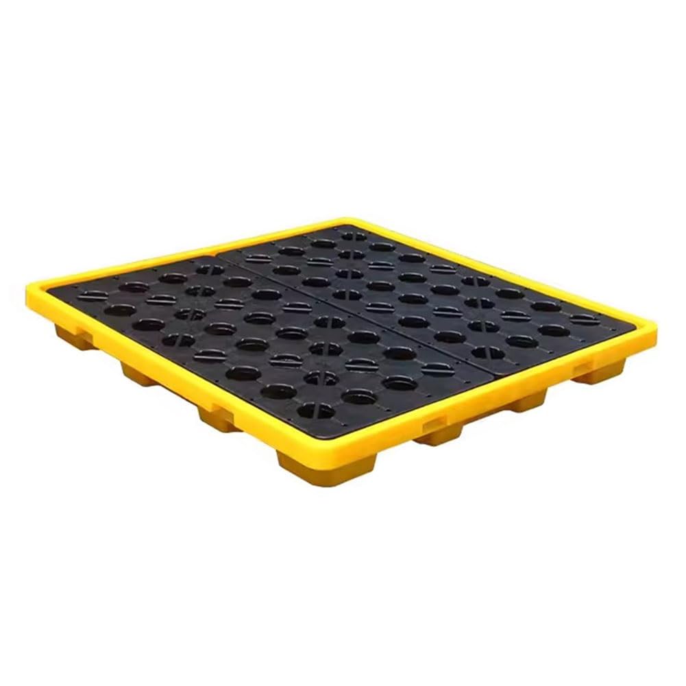 QUSYZD Modular Spill Containment Pallet - Durable Plastic Spill Control Tray for Industrial Safety & Environmental Protection, Ideal for Oil, Chemical, and Hazardou,Yellow-130 * 130 * 15cm