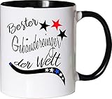 Mister Merchandise Becher Tasse Bester Gebäudereiniger der Welt. Kaffee Kaffeetasse liebevoll Bedruckt Beruf Job Arbeit Weiß-Schwarz