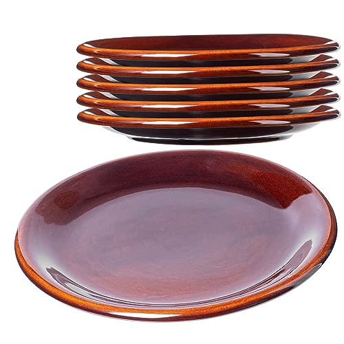 KADAX Lot de 6 assiettes plates, en argile avec couche en céramique, passent au lave-vaisselle, plates, assiettes de service pour petit-déjeuner, gâteaux, desserts