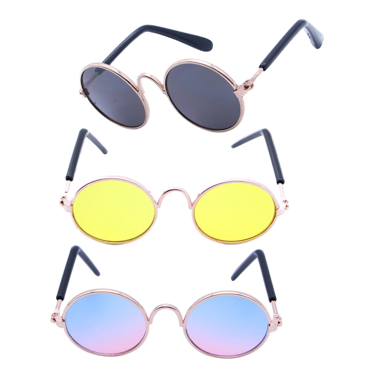 SUPVOX Vintage Dog Glasses Set 3pcs Cat and Puppy Sunglasses Fashion Photo Props Decorative Pet Eyewear