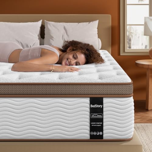 BedStory Double Mattress 12 Inch, Firm Full Mattress in a Box with Extra Lumbar & Shoulder Support, Hotel Collection Hybrid Double Mattresses Pain Relief - Fiberglass Free - No Odor - 365 Night Trial