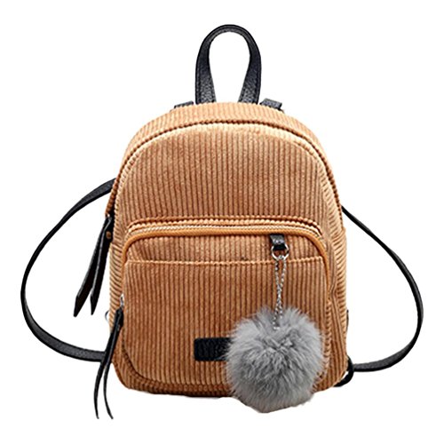 Mochilas Mujer Bolsa de viaje Bolsa de hombro Bolso pequeño de Corduroy LMMVP (24cm*20cm*10cm, Caqui)