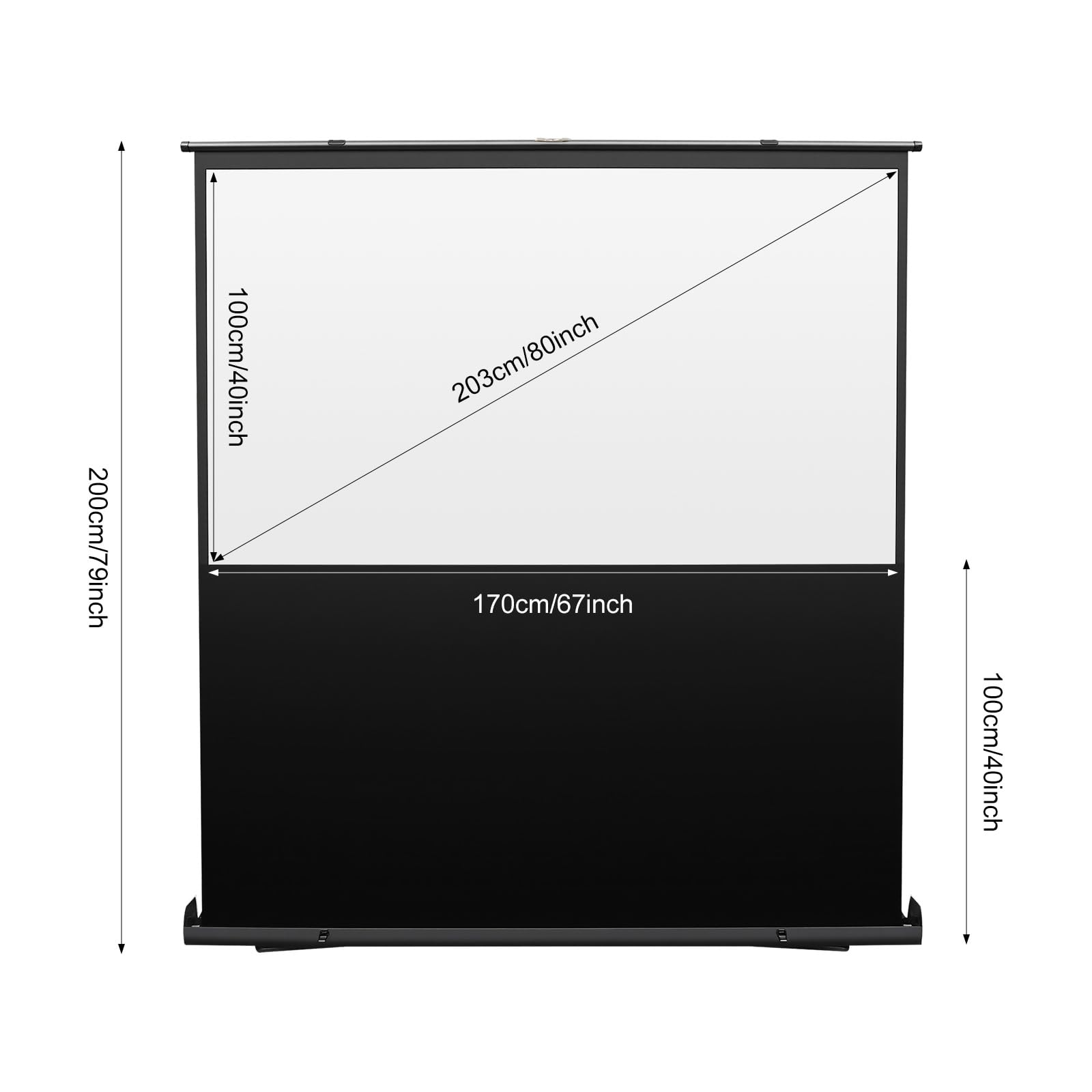 Schermo di proiezione per esterni, 80 pollici, 4K, 8K, Ultra HD, con rapporto di aspetto 16:9, angolo di visione 160°, telaio in fibra di vetro, telaio in alluminio, per home theatre e presentazioni