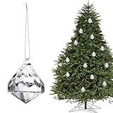 HOHIYA Acrylic Crystal Christmas Tree Ornament Dangle Drop Ball Decorations (Clear,Pack of 24)