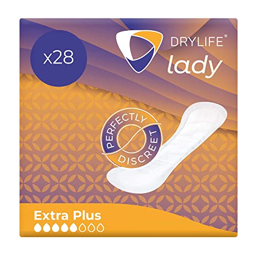 Drylife Lady Extra Plus Premium Thin Incontinence Pads for Bladder Weakness | Ultra Dry Technology, Anti-Leak Barriers & Active Odour Lock for Women (1 Pack of 28)