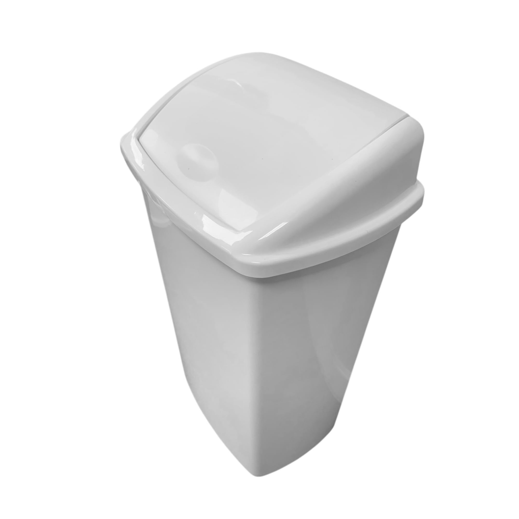 Chabrias 50 Litre White Plastic Swing Lid Bin, Compact Rubbish Waste Bin for Kitchen, Bathroom, Office or Home, Durable, Easy to Clean, Lightweight Trash Can Single With Swing Lid — image 1